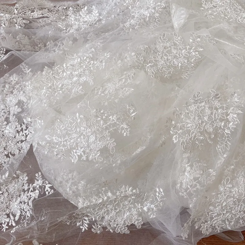 New Lace Mesh Clothing Fabrics, High End Wedding Dress, Embroidered Fabrics As Positioning, RS945