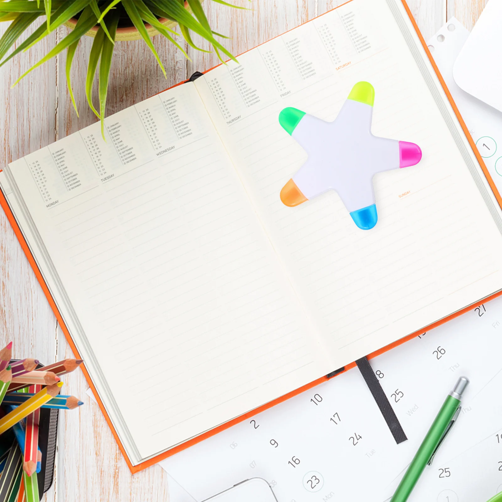 

5pcs Star Shape Highlighter Pen 5 Color Fluorescent Markers For Studying Notes Writing Art Projects Smooth No Leak Writing