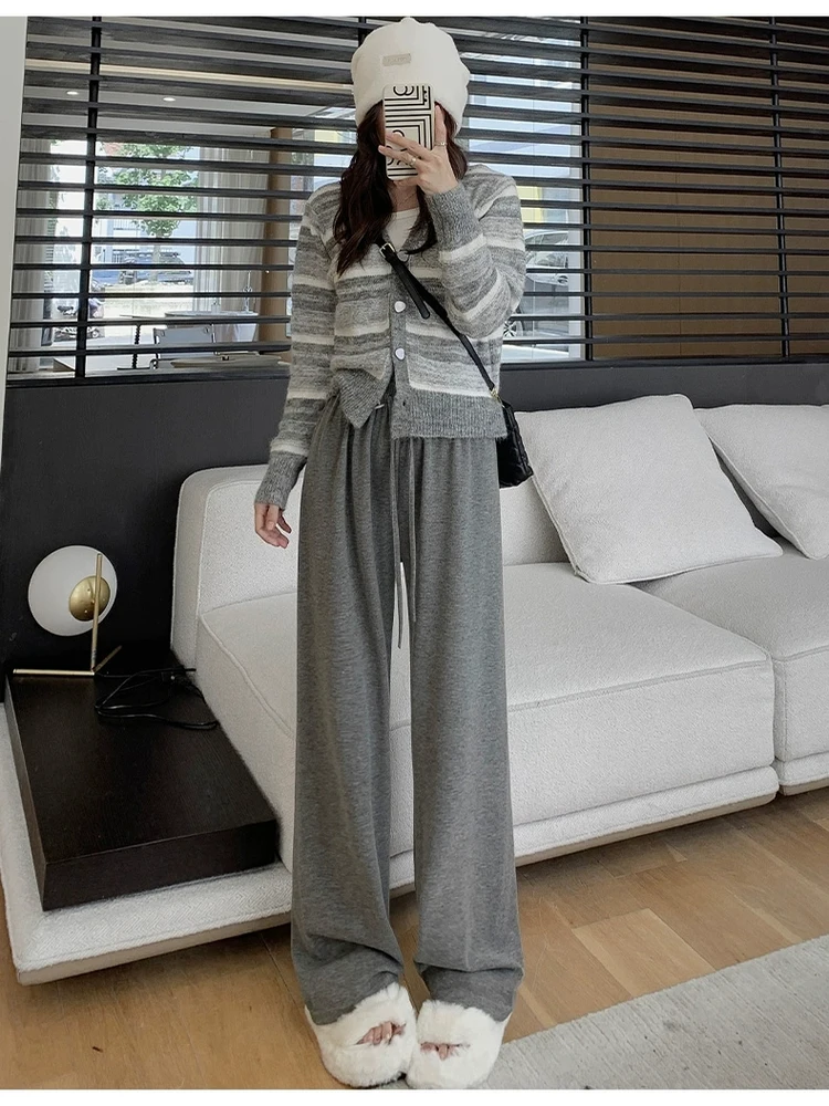 Ay cintura alta Fce forrado calças largas femininas casuais soltas BF Sle primavera outono inverno nova chegada mistura de algodão Comfo...