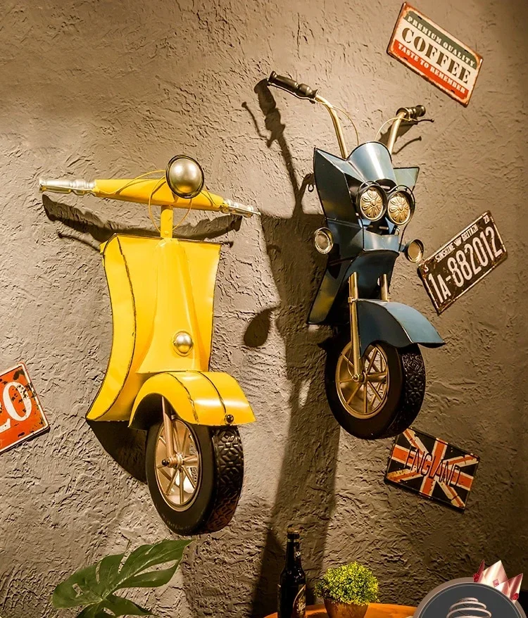 

Retro Wrought Iron Motorcycle Wall Hanging Decoration Bar Shop Hangings Creative Restaurant 3D Room Decor