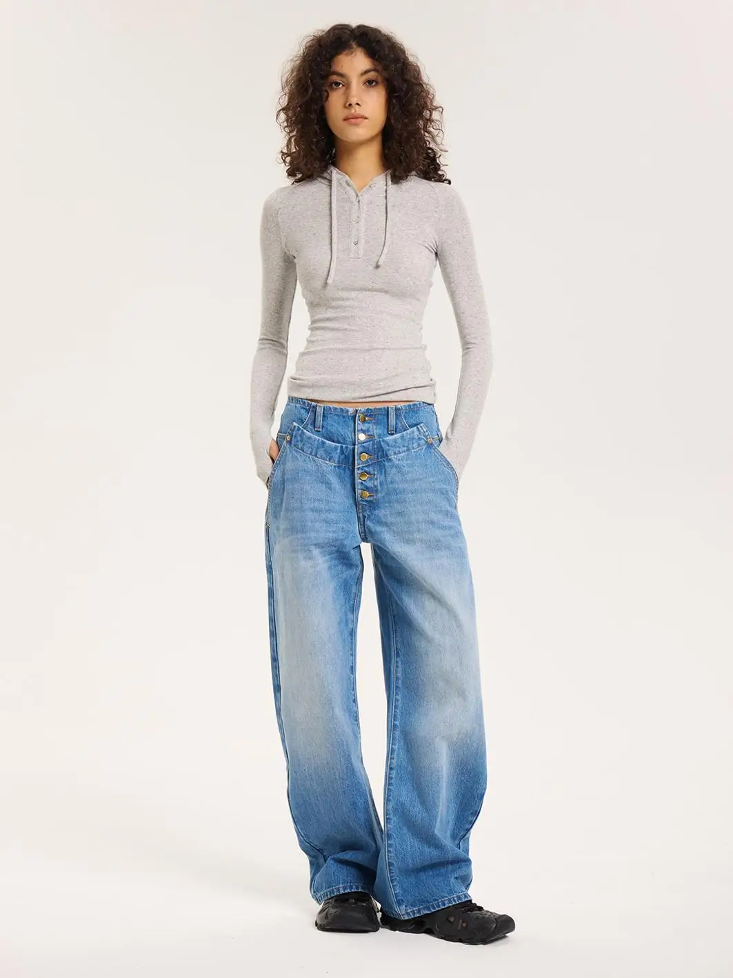 

Мешковатые джинсы с низкой талией, персиковые джинсы с силуэтом банана, ледяные синие джинсовые брюки с двойной талией, женские повседневные джинсовые брюки