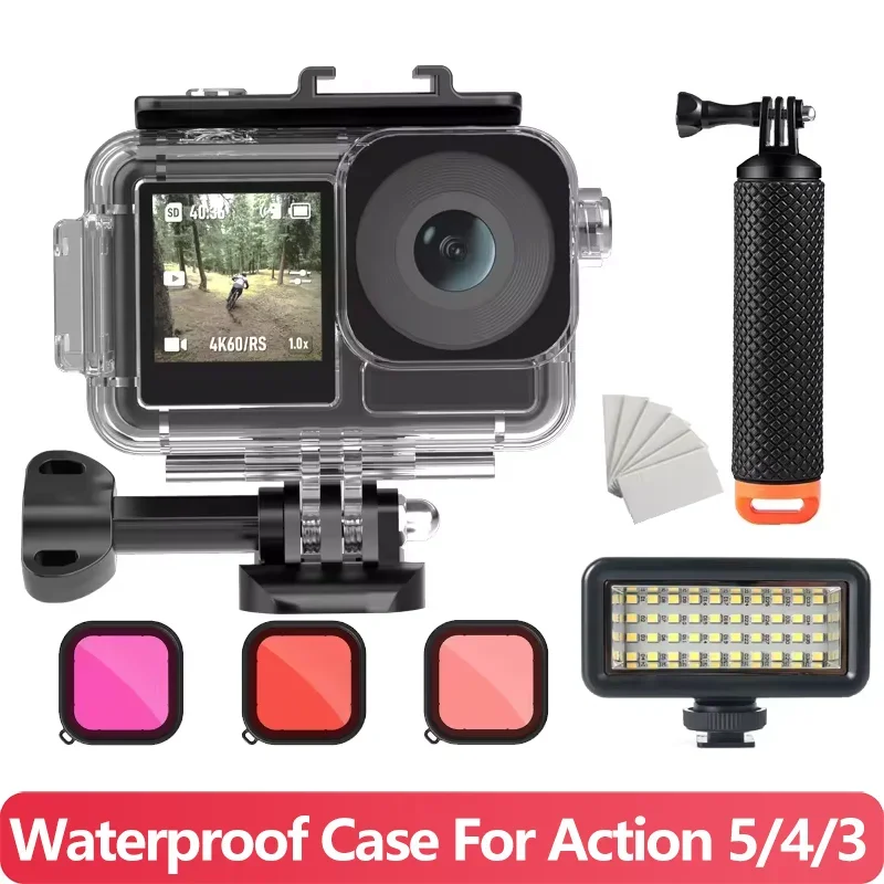 For DJI Osmo Action 5 4 3 Waterproof Case 40M Deep Diving Underwater Housing Shell for DJI Osmo Action 5 4 3 Camera Accessories