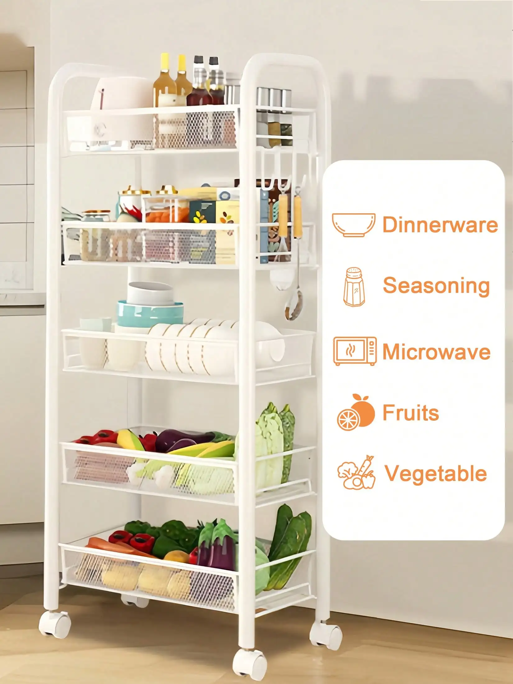 Five-Tier Rolling Storage Cart — product detail 19