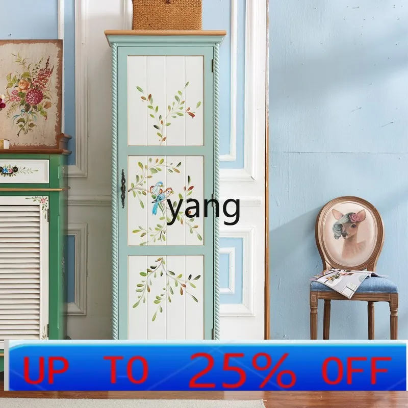 

LTT Solid Wood Entrance Large Capacity Wardrobe Narrow High Retro Multi-Layer Storage Cabinet Small