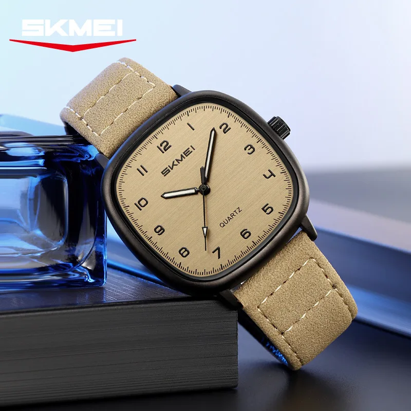 SKMEI 2586 Quartz Watch Retro Fashionable Luxury Digital Leather Strap Quartz Watches Man Woman Student Wristwatch Clock