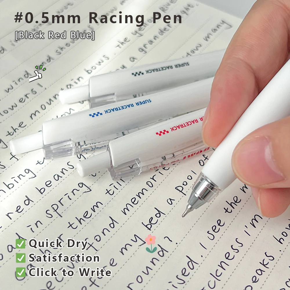 3 Minimalist Style Track Gel Pens 0.5mm Red Black Blue Three Color Quick Dry Low Center Gravity for Study and Office Use