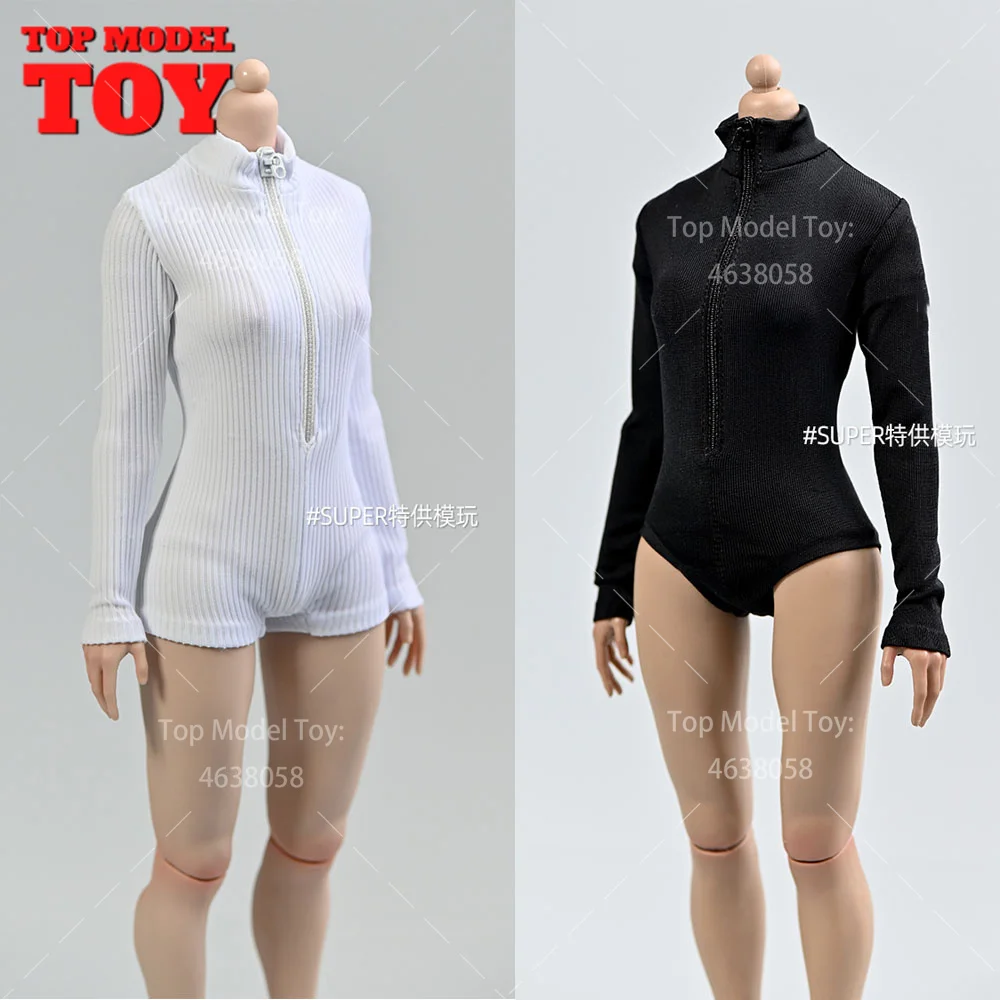 1/6 Scale Female Diving Suit Long Sleeved Jumpsuit Half Body Swimsuit Model For 12