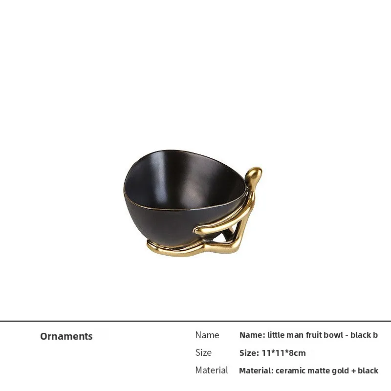 Modern simple ceramic villain fruit pot light luxury dining room living room, home handicraft ornament fruit plate