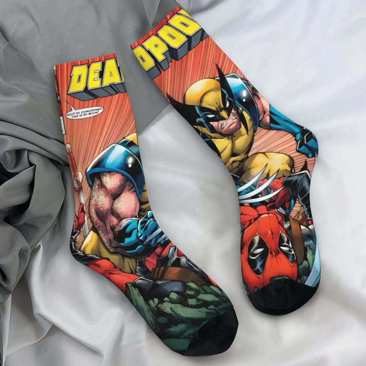 Marvel Deadpool & Wolverine Stockings Graphic Gothic Socks Winter Non Slip Socks Men Climbing Comfortable Socks