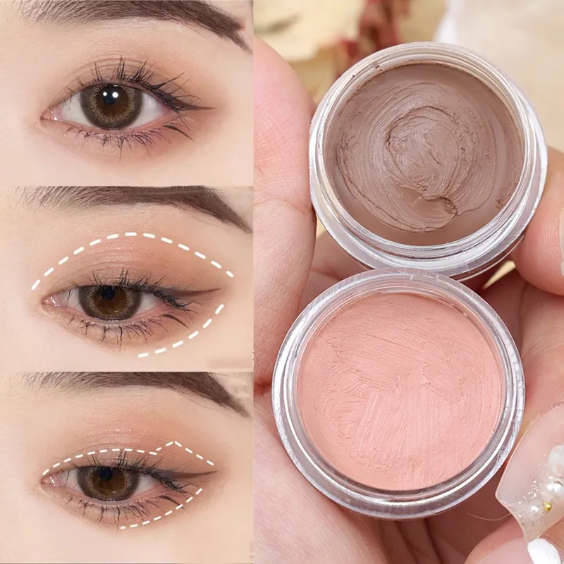 Waterproof Matte Eyeshadow Cream Natural Nude Pink Brown Glitter Eyeshadow Cream Lasting Contouring Pigment Eyes Makeup Cosmetic