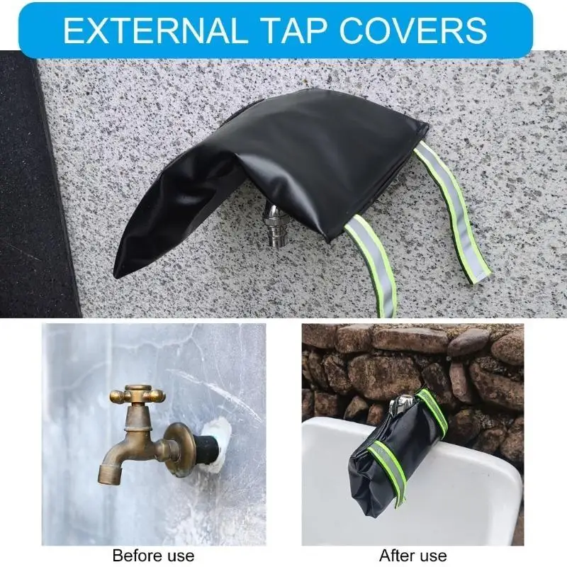 652F Set of 2 Leather Constructed Outdoor Faucet Covers Insulated and Resistant Sheath for Winter Garden Water Spouts