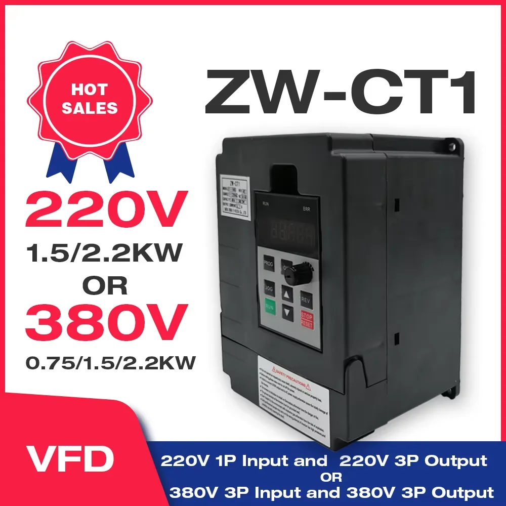 Frequency Converter Adjustable Speed VFD Inverter 1.5KW/2.2KW/4KW  ZW-CT1 3P 220V  Output for Motor Low Frequency inverter wzw