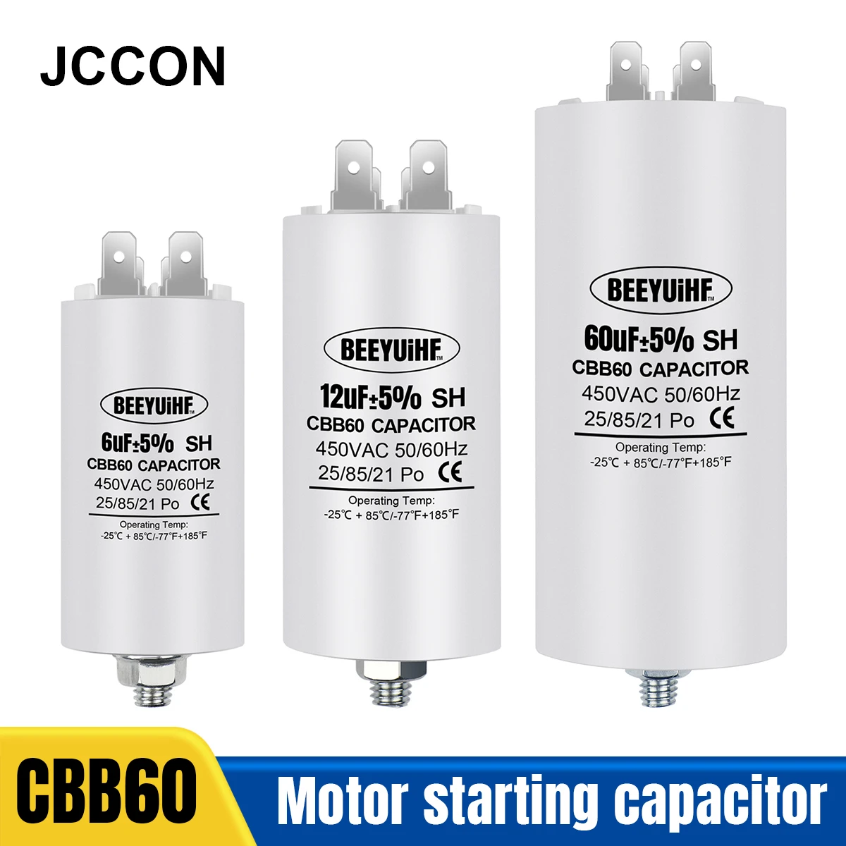 BEEYUIHF CBB60 Starting Capacitor 6uF~60uF Motor Capacitor 50 / 60Hz 450VAC with M8 screw for electric motor/washing machine