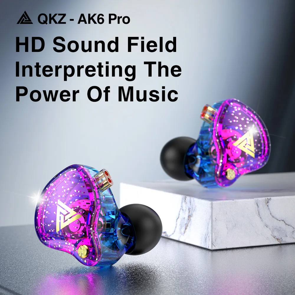 Original QKZ AK6 Pro EDX Pro 1DD Dynamic Earphones HIFI Bass Earbuds In Ear Monitor Sport Noise Cancelling Headset