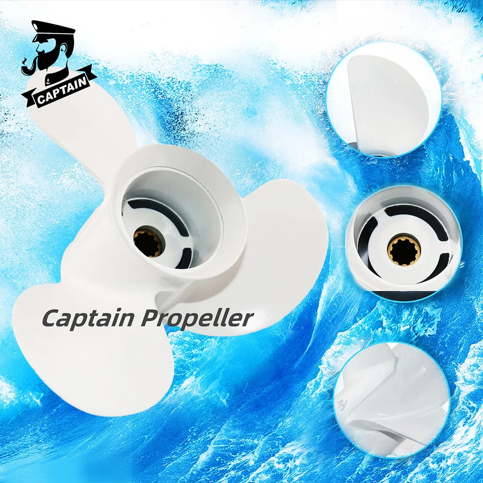 Captain Aluminum Boat Propeller Diameter 9 7/8 Pitch 9-15 Fit Yamaha Outboard Engines 20 25 30HP Motor Screw 10 Tooth Spline