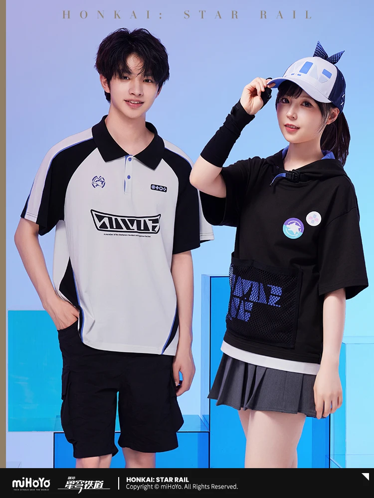 

MiHoYo Official Honkai: Star Rail Silver Wolf Cosplay Tees Cotton Short Sleeve T-shirt Unisex Hoodie Couple Daily Wearing Tops