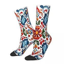 Colorful Traditional Portuguese Style Folk Embroidery Pattern Mexican Portuguese Embroidered Flower Socks Male Women Stockings