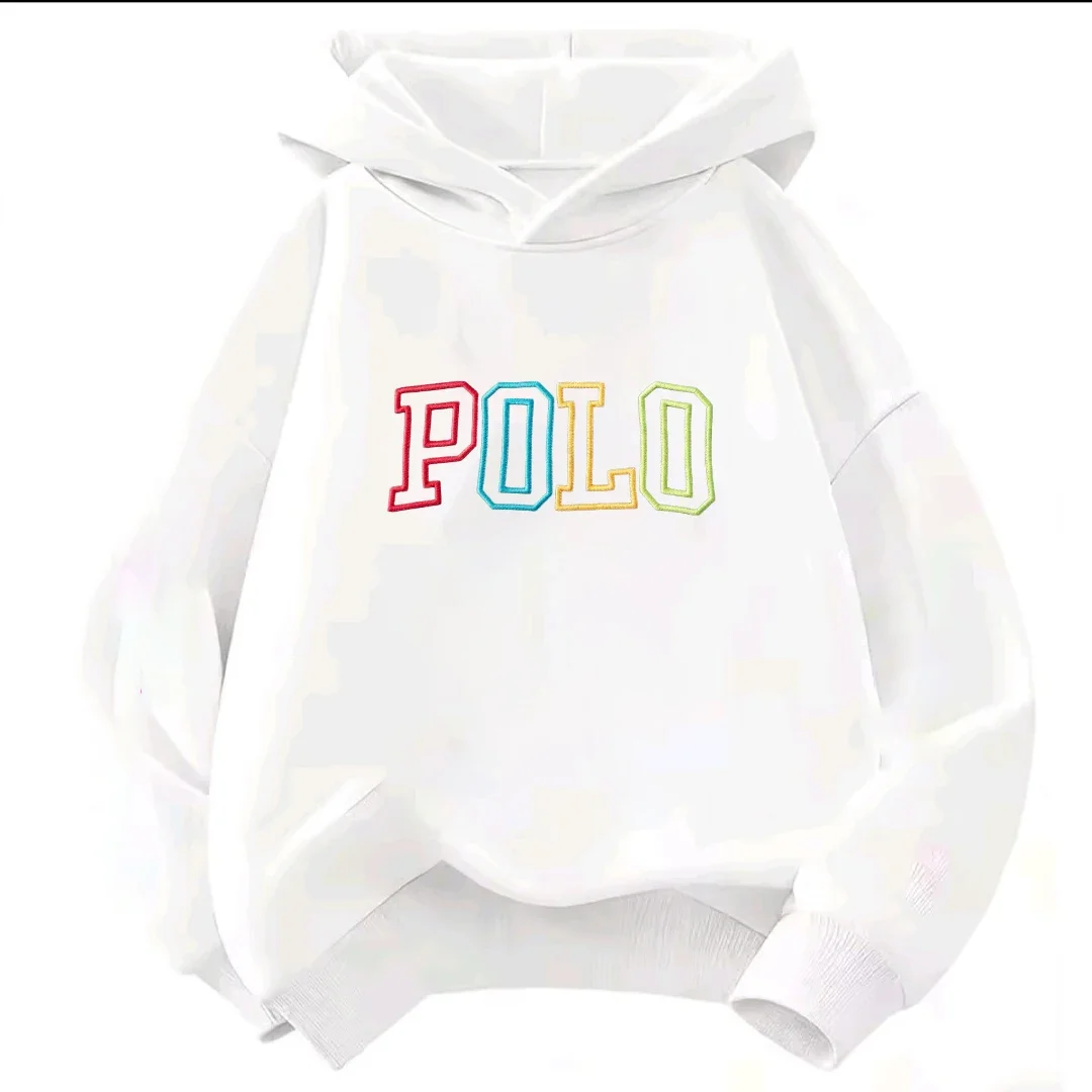 Children Hooded Kids Hoodie Colorful Gradient POLO Letter Print Long Sleeve Pullover Sweatshirt Boy Girl Casual Autumn Outerwear