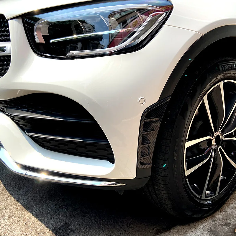 Front Bumper Wind Knife Blade For Mercedes Benz GLC C253 X253 GLC260 GLC300 2020 2021 2022 2023 Carbon Fiber Look Bumper Spoiler