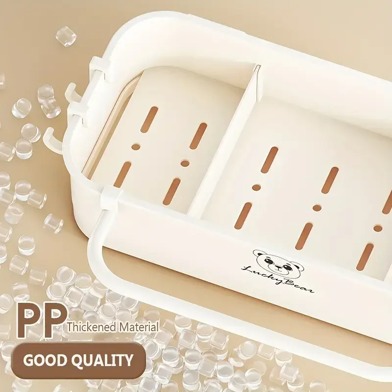 Plastic Storage Holder Drain Rack Shelf Basket Organizer Wall Mount Sink Caddy Drainage and Drip Tray Organizer for Countertop