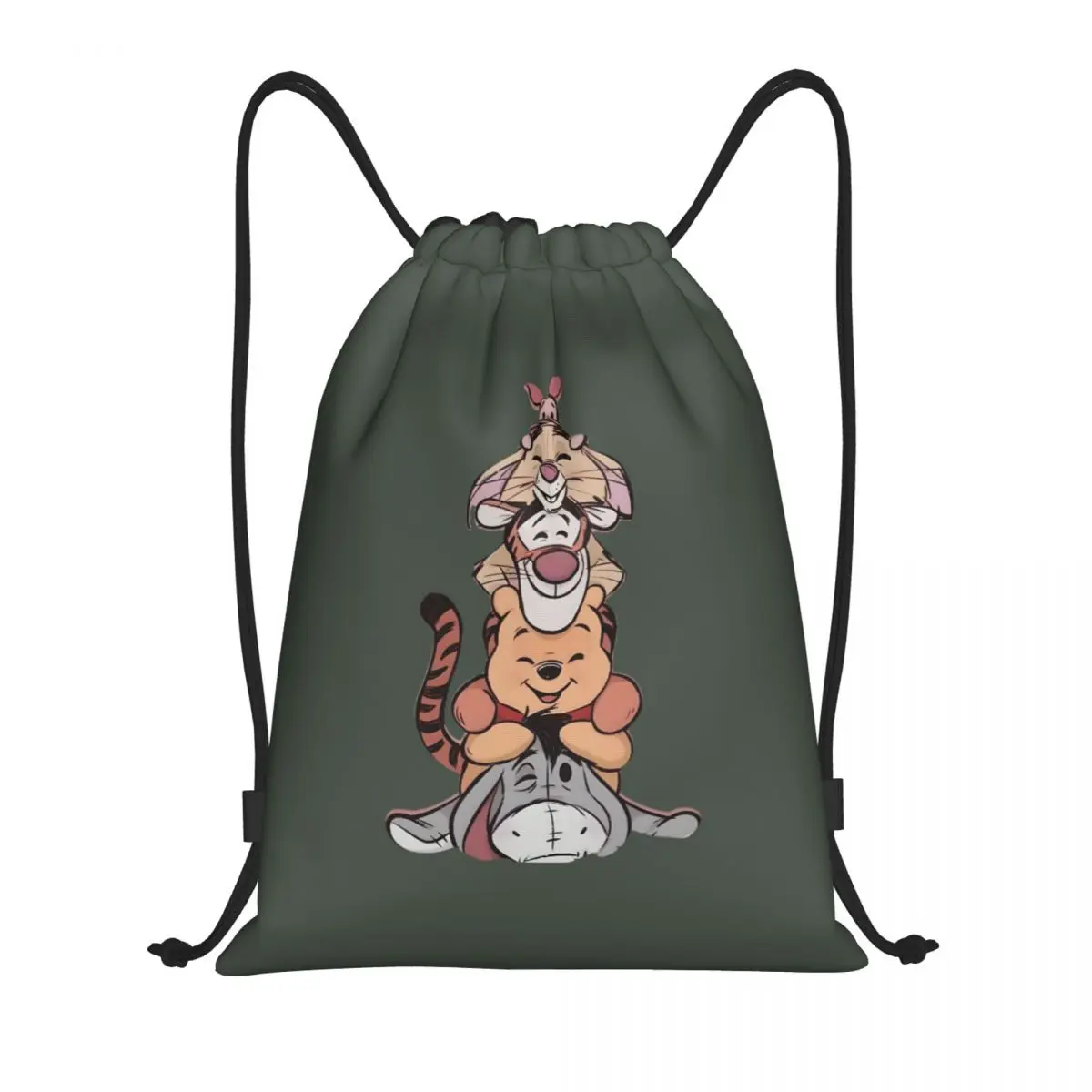

Пользовательский рюкзак Винни Пух на шнурке для женщин и мужчин, спортивный рюкзак для спортзала, портативный мешок для тренировок с медведем Пухом