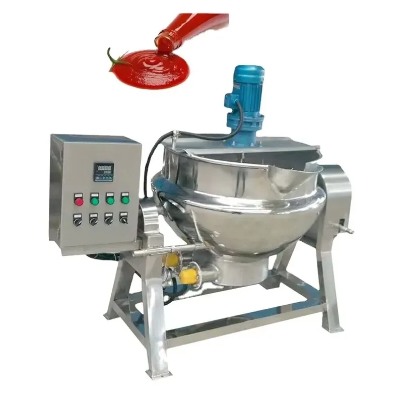 Industrial Electric Steam Gas Heating Boiling Cooking Stirring Pot Jacket Kettle with Agitator