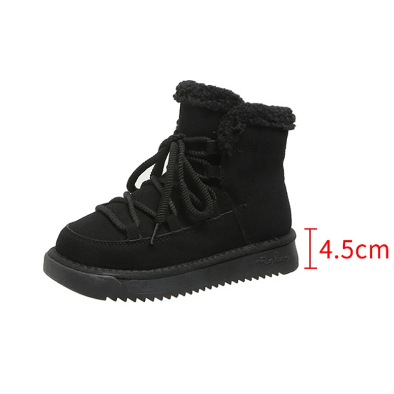 Ladies Winter Boots Warm Fur Inside Fashion Solid Khaki Color Woman Fashion Designer Suede Leather Shoes Lace-up Shoes Outdoor