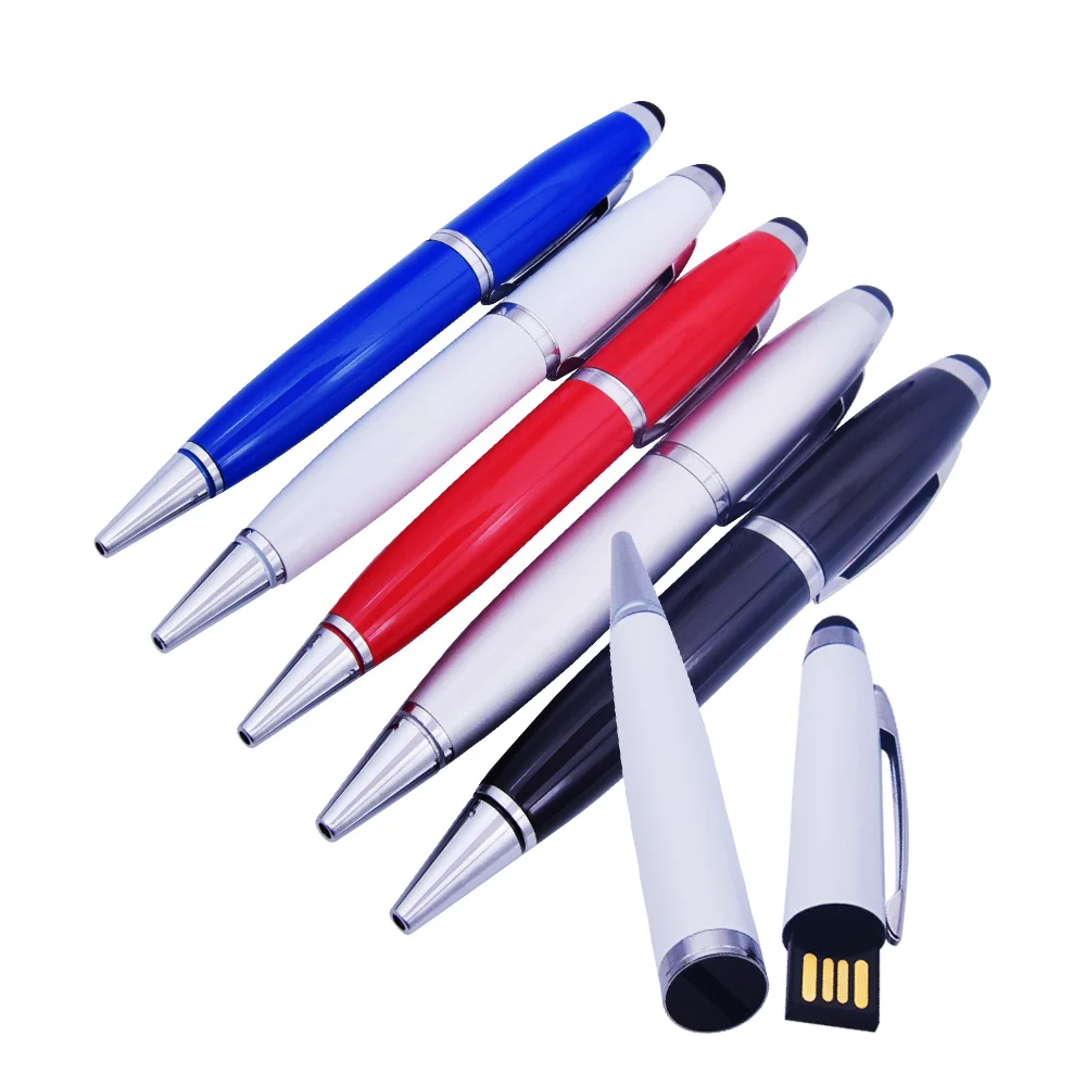 

USB Flash Drive Metal Ballpoint Pen Flash Memory Stick 64G Pen Drive 128GB 64GB 32GB 16GB 8GB Pendrive Cle USB 2.0 Teacher Gift