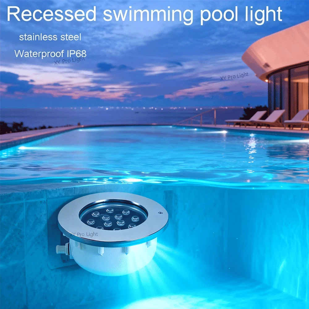 

12 Вт RGB светодиодный подводный светильник 9 Вт из утопленной нержавеющей стали 6 Вт 12 В водонепроницаемый IP68 фонтанная лампа для бассейна, морского аквариума, освещение