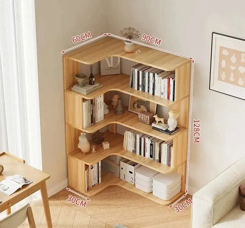 Modern Multi-layer Bookcases for Study Solid Wood Corner Storage Bookcase Light Luxury Simple Household Bookshelf for Library image 3