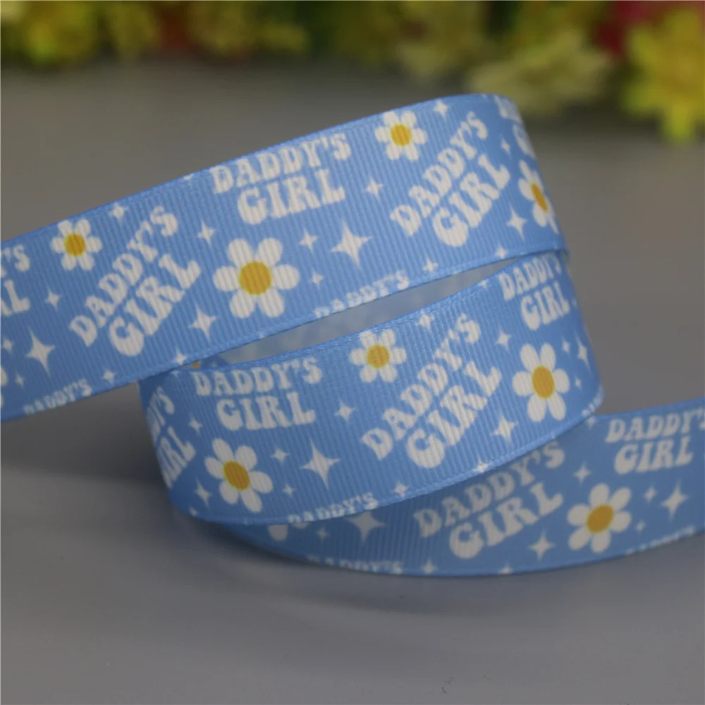 DUWES 50yards Mommy Daddy Dog Bone  Printed Grosgrain Ribbon Accessories Material Headwear Decoration DIY Sewing Craft D2199