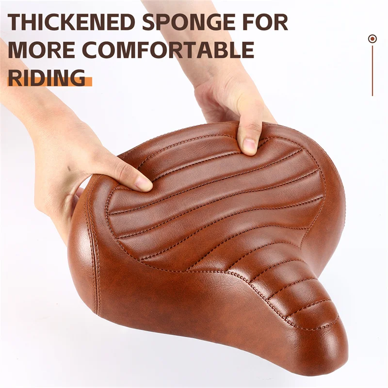 WEST BIKING Widen Bicycle Saddle Retro PU MTB Bike Cushion Comfortable Spring Shock Absorption Bike Saddle Cycling Accessories