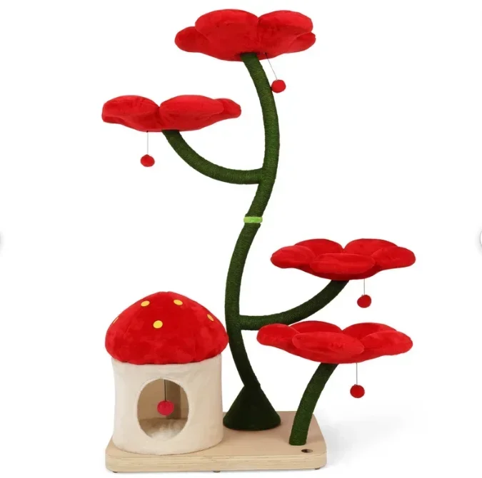 

Luxury Cute Indoor Multi-layer Wood Cat Flower Condo Tree With Sisal Scratching Post Jump Platform Activity Center Play