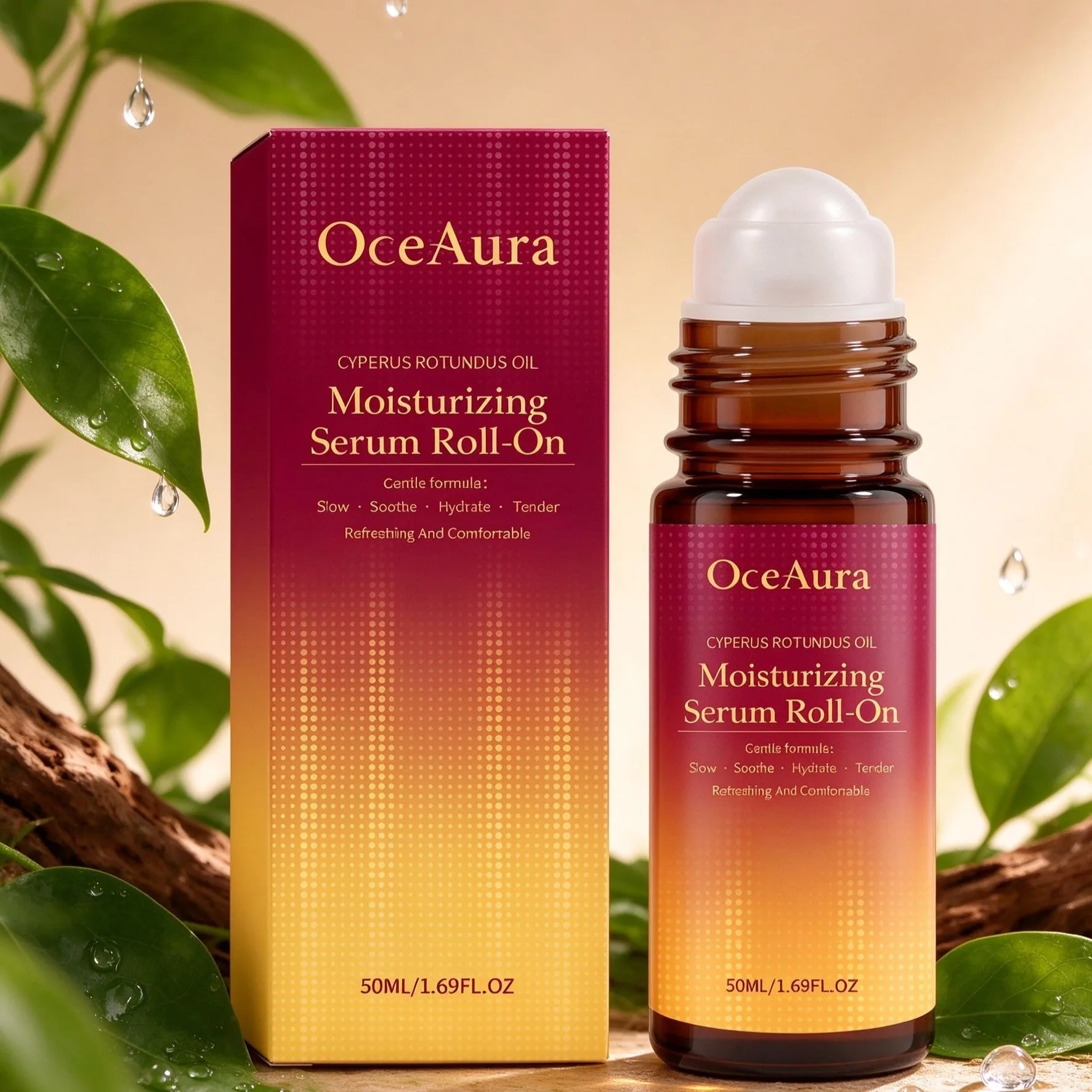 OceAura Cyperus Rotundus Oil Roll on Improve Redness Painless Calming Hair Reduction Care Rose Oil Natural Depilatory Oil 50ml
