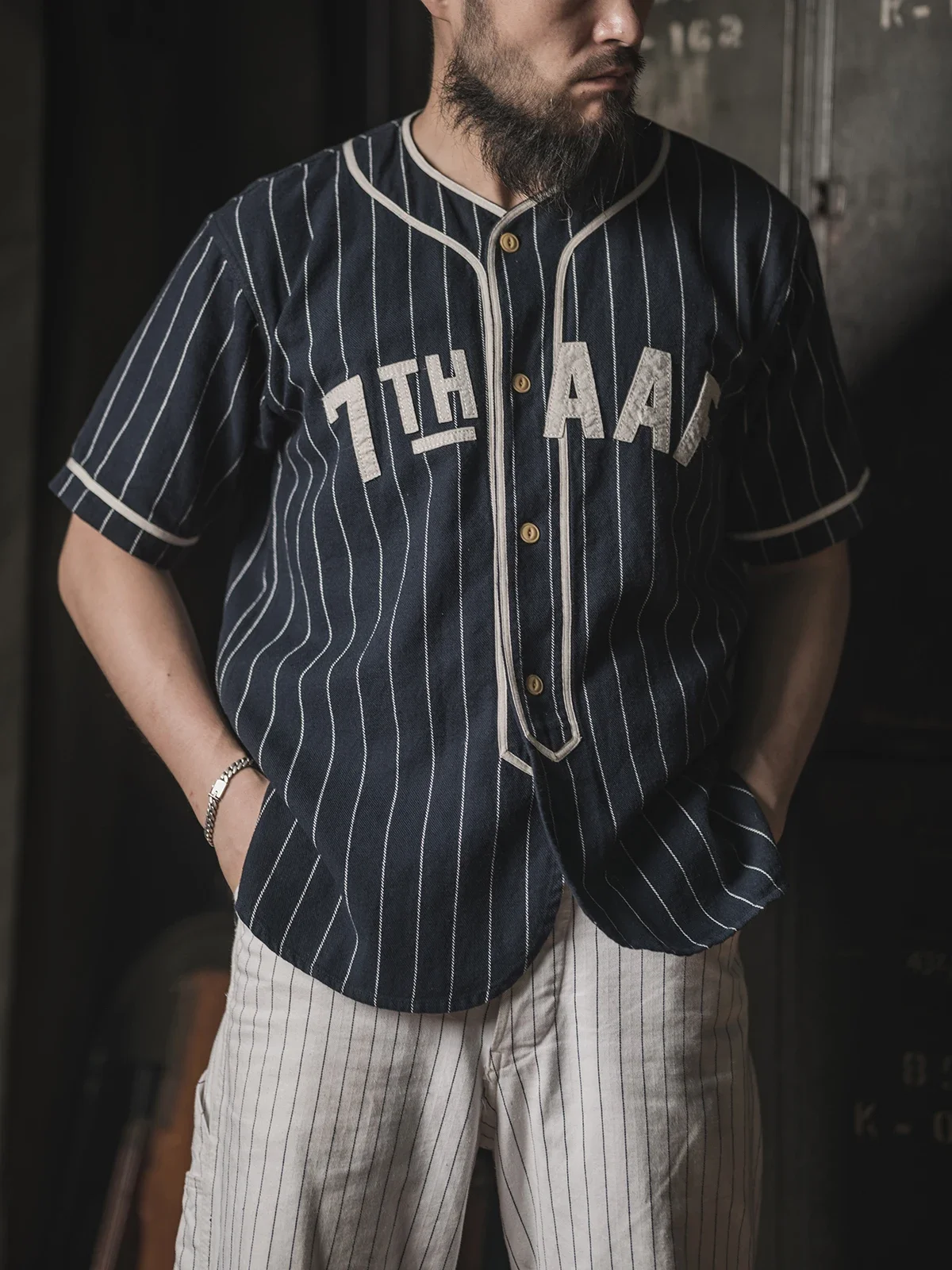 

Bronson WWII Type Baseball Jersey Retro Style Men's Striped Sportswear Shirts