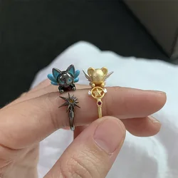 Anime Card Captor Ring KINOMOTO SAKURA CERBERUS Cosplay Adjustable Opening Rings Jewelry Accessories Gifts