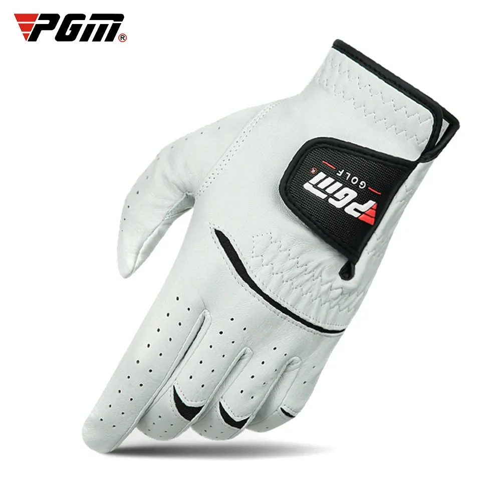 PGM Men Golf Gloves Kid White Cape Genuine Leather Sport Hand Glove Wear Breathable Skid-proof Single Left Right Handed ST025