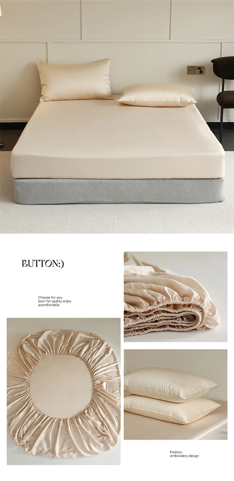 High End Mulberry Silk Fitted Sheet with Elastic Bands Full Around Mattress Cover Smooth Non Slip Bed Cover Bedding 100/160/200