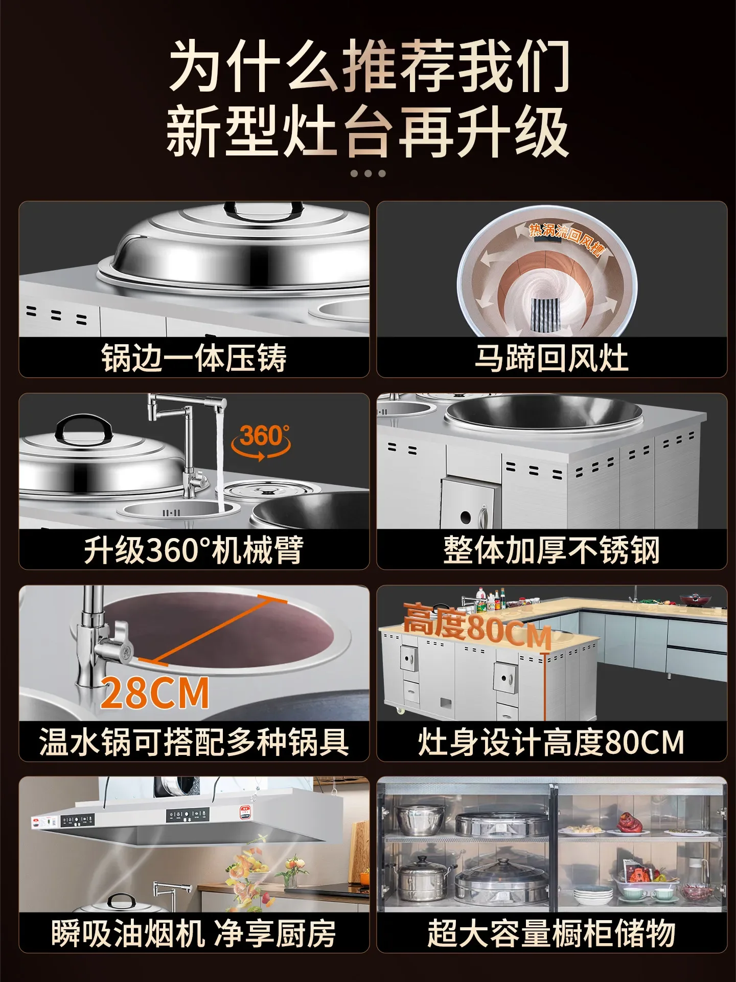 New thickened stainless steel firewood stove household firewood fire mobile high-end villa self-built house with cabinet