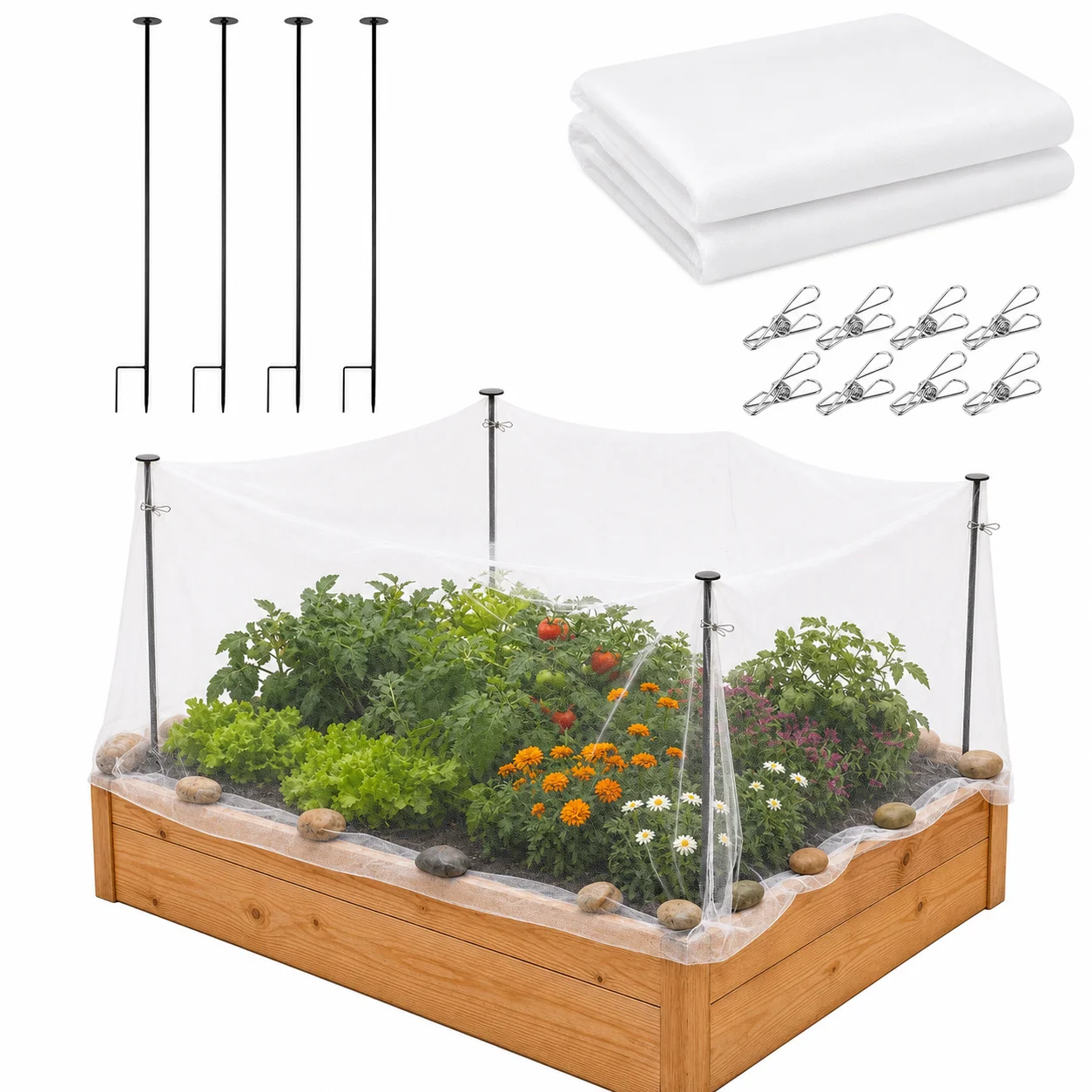Gardening Lovers Shade Cloth Kit Breathable Nonwoven Fabric Cover for Vegetable Beds Greenhouse Raised Planter Durable