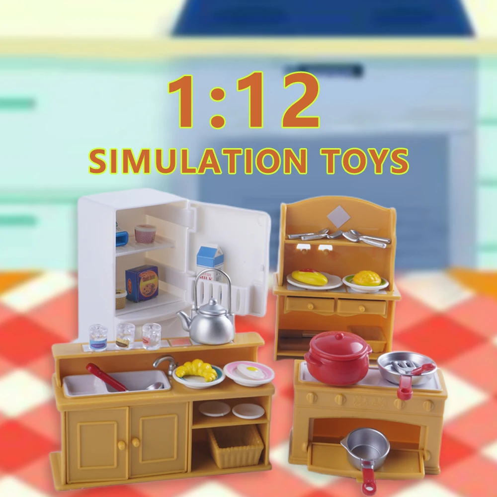SENGTONGLE-T04 conjunto de cozinha casa de bonecas móveis em miniatura cozimento comida fingir jogar casa de boneca acessórios para presentes da menina do menino