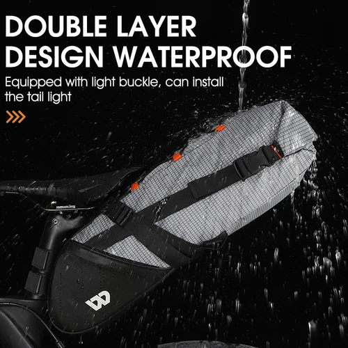 Imagen 2 del producto Bolsa de bicicleta WEST BIKING, impermeable, reflectante, 10L, bolsa de sillín de gran capacidad, bolsa trasera plegable para ciclismo, bolsa para bicicleta de montaña y carretera
