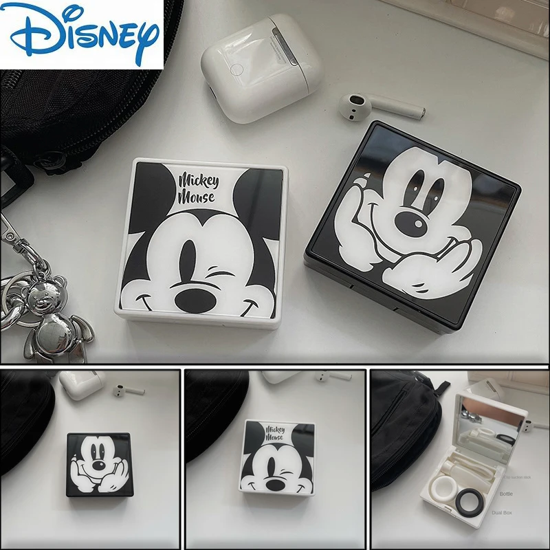 Disney Mickey Mouse Cartoon Lovely Travel Kits Pocket Mini Contact Lens Case Travel Kit Easy Carry Mirror Lenses Box Container