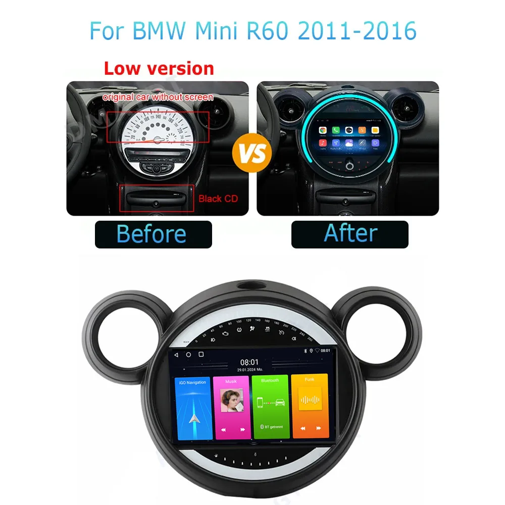 Android 9” car radio with carplay GPS Navigation for BMW Mini Paceman R61 Cooper Cooper ALL4 Cooper D Cooper SD Cooper S One D