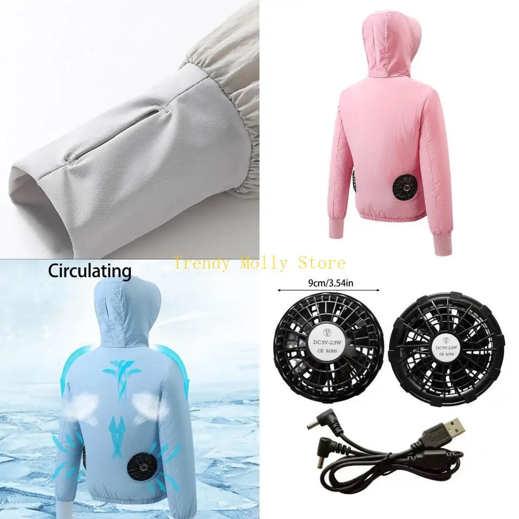 

N5KB Cooling for Men and Women Air Conditioning Fans Heat Reducing Clothing,Sun Hoodie Jackets Gifts