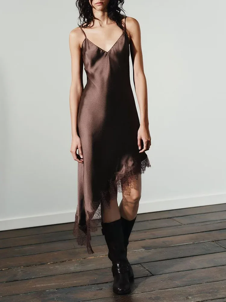 

Новинка осени 2025: Модное шелковое атласное платье с кружевными вставками, элегантное, высококачественное, женское, для сценических выступлений, в традиционном китайском стиле.