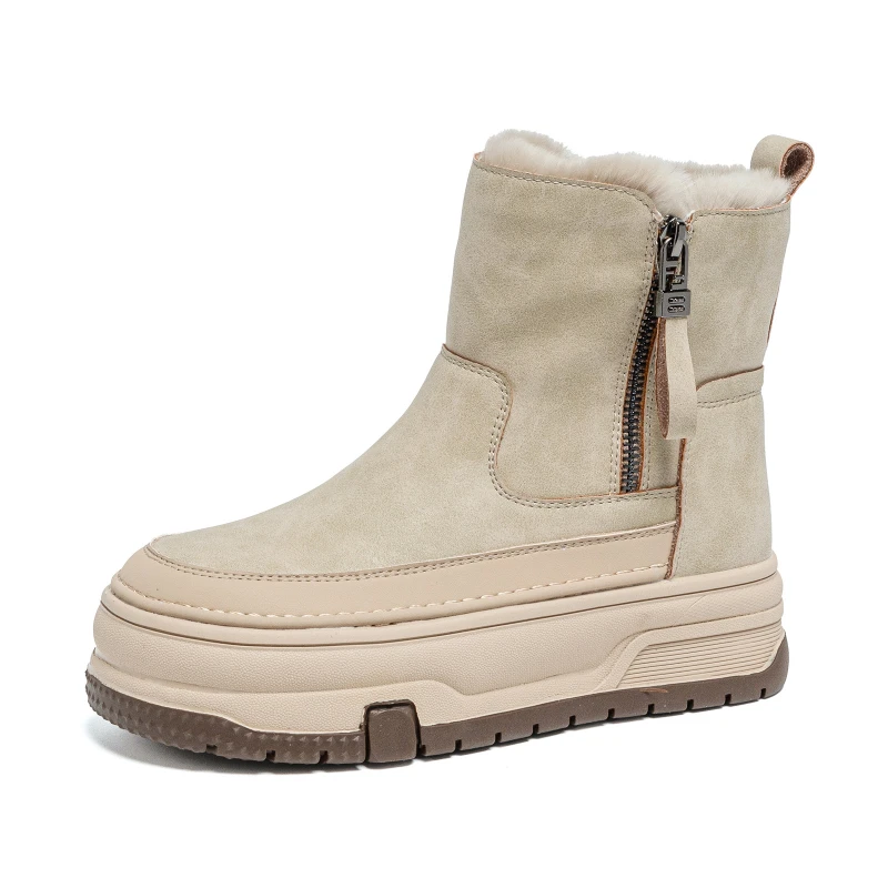 Women Snow Ankle Boots 2026 Winter Thick Fleece Warm Thick Platform Heighten Korean Versatile Casual Real Fur Short Boots - view 5
