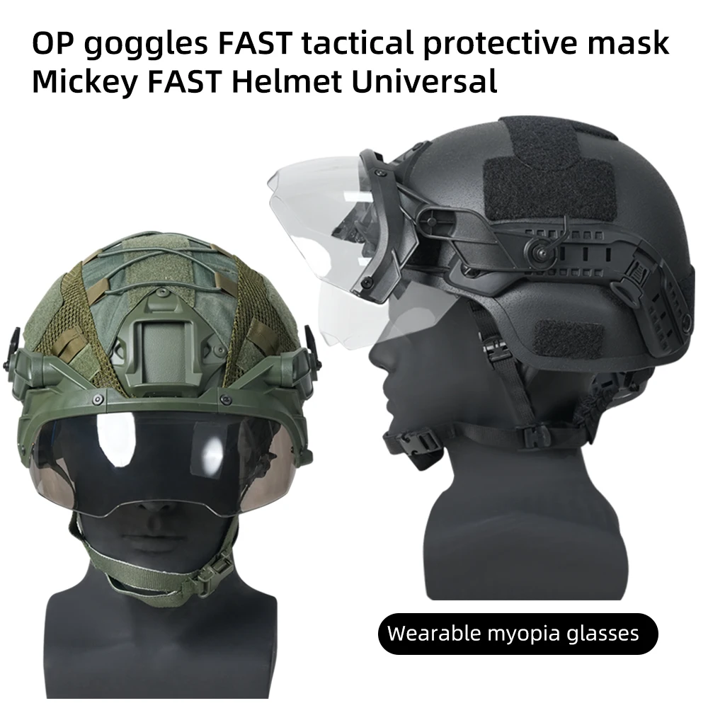 Les lunettes viennent avec des crochets et peuvent être utilisées avec un masque facial sont des casques de sécurité en plein air pour les jeux de personnes réelles, lunettes de chasse