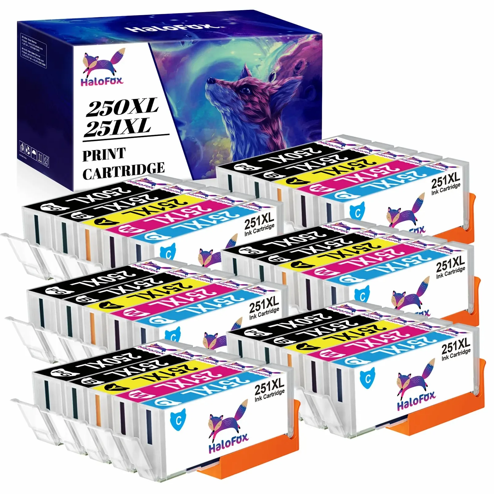 30 PK ชุดหมึก CLI251XL PGI250XL สำหรับ Canon PIXMA MG5420 MG5520 MG6320 MX722 MX922