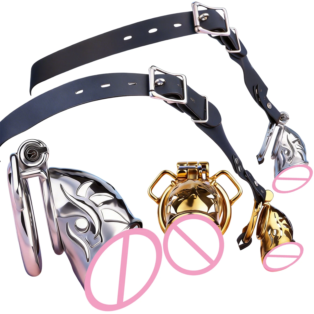 FRRK 2 Color Adult Penis Chastity Cage Device SM Carving Art Cock Lock Belt Couple Loyalty Abstainer BDSM Sex Tools For Man Gay